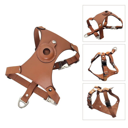 Brown Leather AirTag Harness